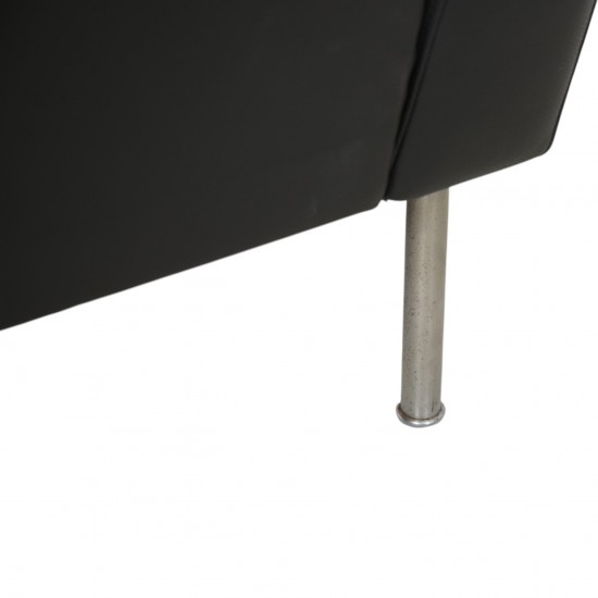 Hans Wegner GE34 3.personers lufthavnssofa i nybetrukket sort læder