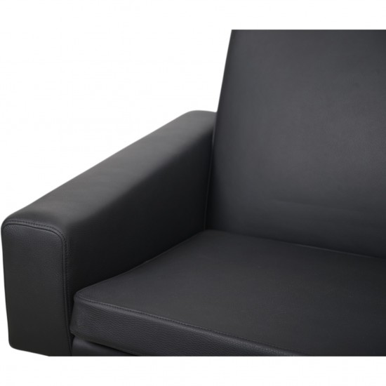 Hans Wegner GE34 3.personers lufthavnssofa i nybetrukket sort læder