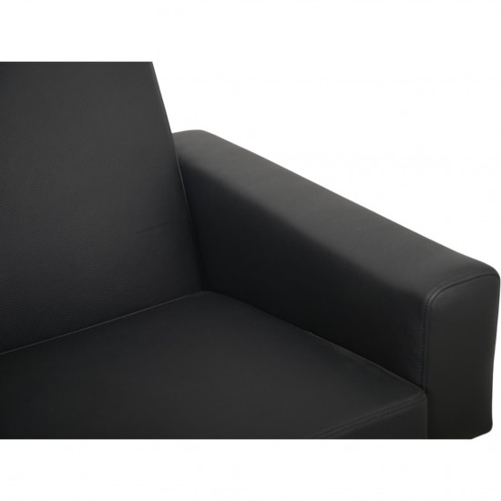 Hans Wegner GE34 3.personers lufthavnssofa i nybetrukket sort læder