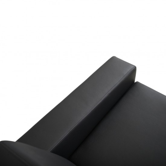 Hans Wegner GE34 3.personers lufthavnssofa i nybetrukket sort læder