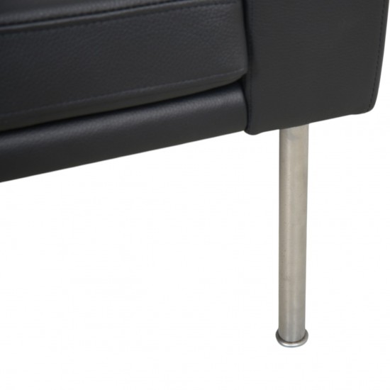 Hans Wegner GE34 3.personers lufthavnssofa i nybetrukket sort læder