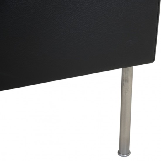 Hans Wegner GE34 3.personers lufthavnssofa i nybetrukket sort læder