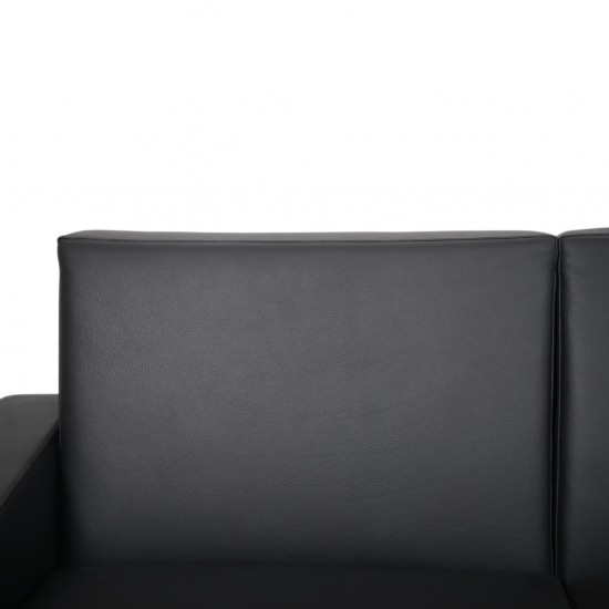 Hans Wegner GE34 3.personers lufthavnssofa i nybetrukket sort læder