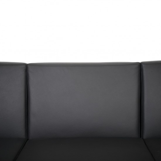 Hans Wegner GE34 3.personers lufthavnssofa i nybetrukket sort læder