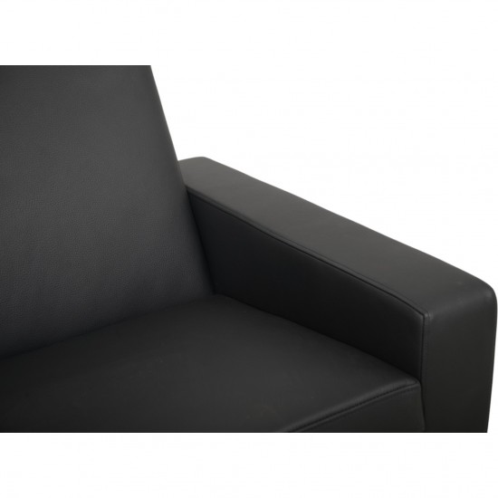 Hans Wegner GE34 3.personers lufthavnssofa i nybetrukket sort læder