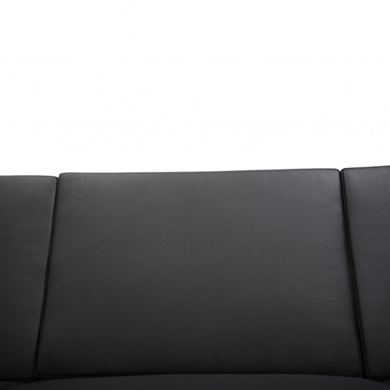 Hans Wegner GE34 3.personers lufthavnssofa i nybetrukket sort læder