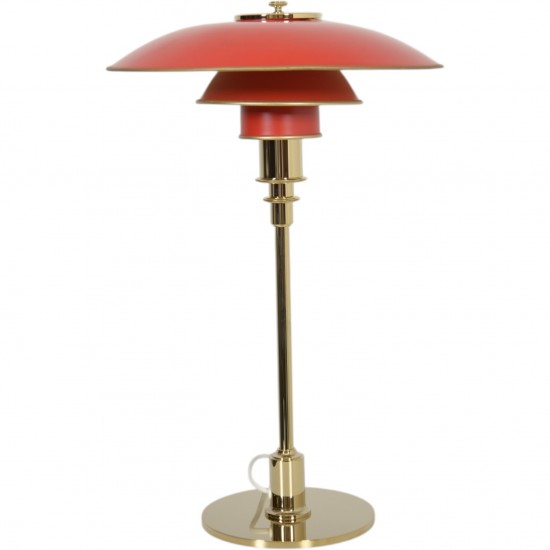 Poul Henningsen PH 3/2 bordlampe med røde metalskærme