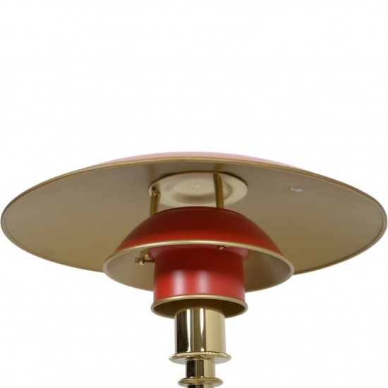 Poul Henningsen PH 3/2 bordlampe med røde metalskærme