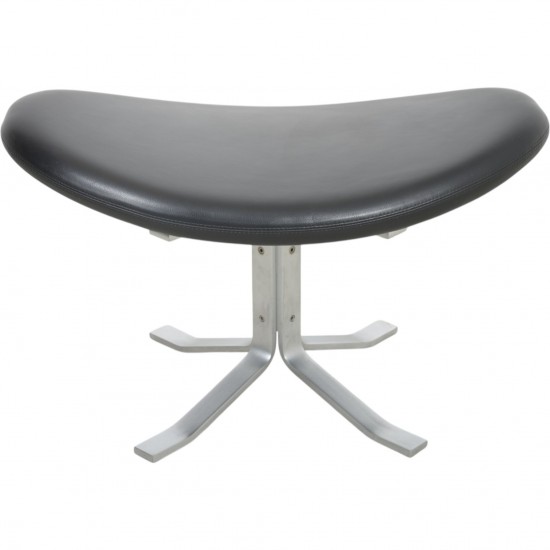 Erik Jørgensen Corona footstool in black leather 2010s