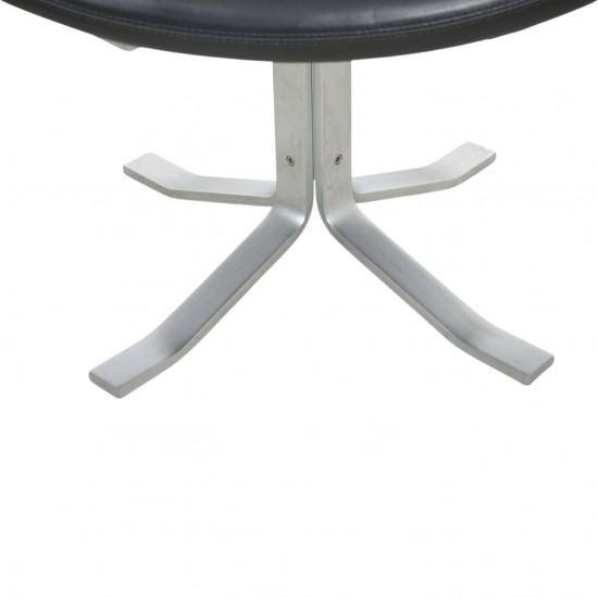 Erik Jørgensen Corona footstool in black leather 2010s