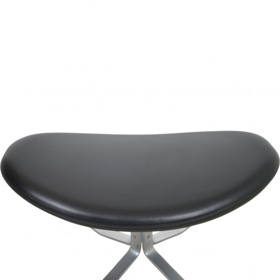 Erik Jørgensen Corona footstool in black leather 2010s