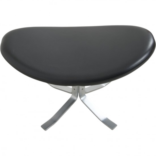 Erik Jørgensen Corona footstool in black leather 2010s
