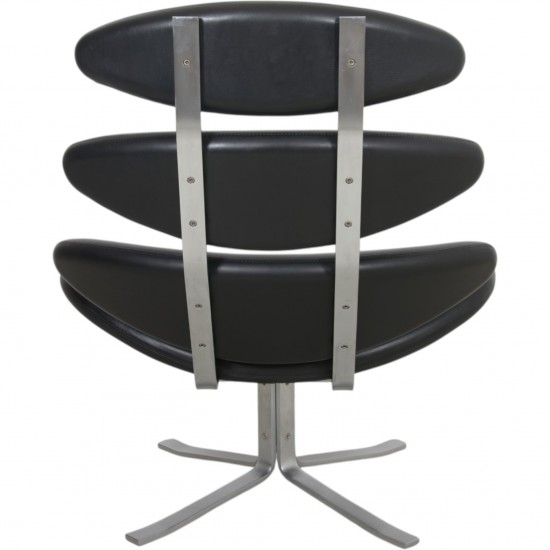 Erik Jørgensen Corona stol i sort læder 2010'erne