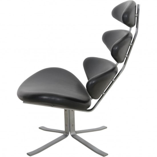 Erik Jørgensen Corona stol i sort læder 2010'erne