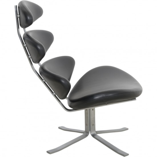 Erik Jørgensen Corona stol i sort læder 2010'erne