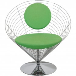 Verner Panton Wire cone chair i grønt stof 1989