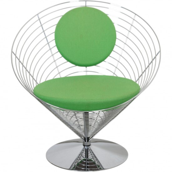 Verner Panton Wire cone chair i grønt stof 1989