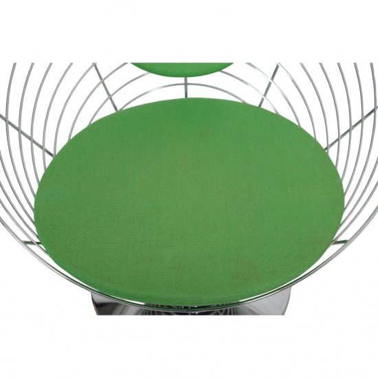 Verner Panton Wire cone chair i grønt stof 1989