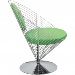 Verner Panton Wire cone chair i grønt stof 1989