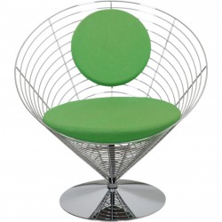 Verner Panton Wire cone chair i grønt stof 1989