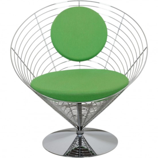 Verner Panton Wire cone chair i grønt stof 1989