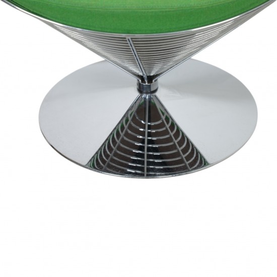 Verner Panton Wire cone chair i grønt stof 1989