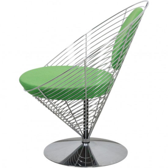 Verner Panton Wire cone chair i grønt stof 1989