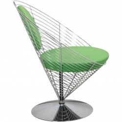 Verner Panton Wire cone chair i grønt stof 1989