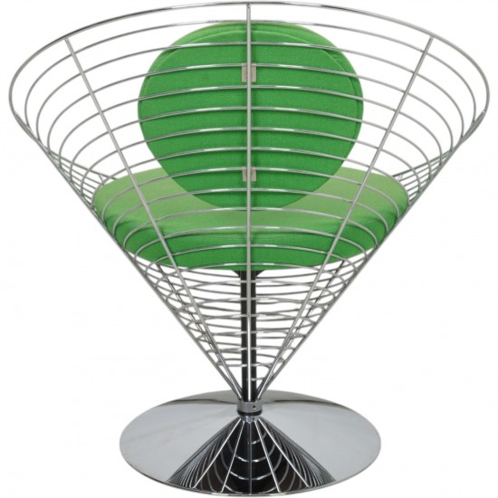Verner Panton Wire cone chair i grønt stof 1989
