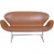 Arne Jacobsen Svane sofa nybetrukket med Cognac classic læder 2001