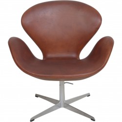 Arne Jacobsen vintage svane stol i patineret læder 1969