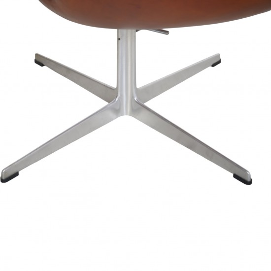 Arne Jacobsen vintage svane stol i patineret læder 1969