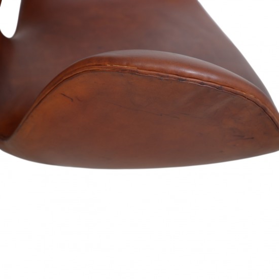 Arne Jacobsen vintage svane stol i patineret læder 1969