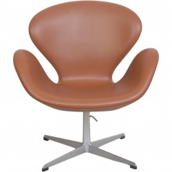 Arne Jacobsen Vintage Svane stol nybetrukket med valnød klassisk læder 1960'erne