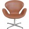 Arne Jacobsen Vintage Svane stol nybetrukket med valnød klassisk læder 1960'erne