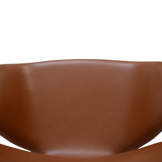 Arne Jacobsen Vintage Svane stol nybetrukket med valnød klassisk læder 1960'erne