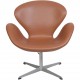 Arne Jacobsen Vintage Svane stol nybetrukket med valnød klassisk læder 1960'erne