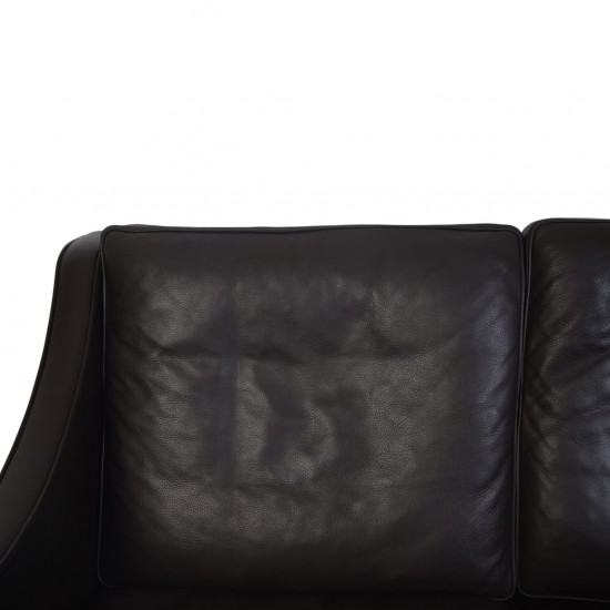 Børge Mogensen 2208 2-personers sofa i mørke brunt læder 1990'erne