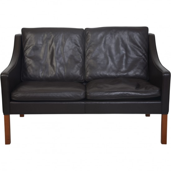 Børge Mogensen 2208 2.personers sofa i mørke brunt læder 1990'erne