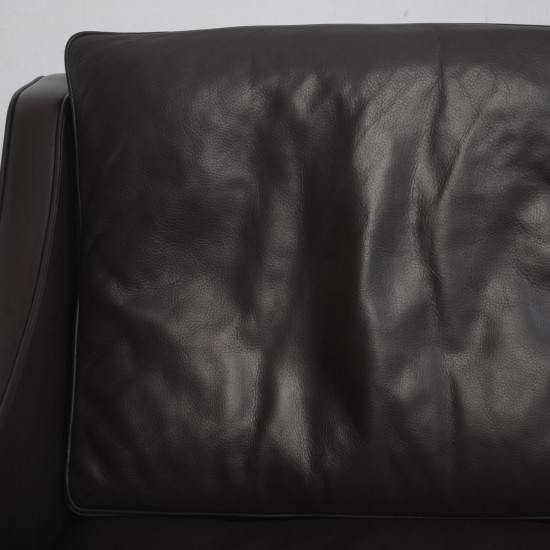 Børge Mogensen 2208 2.personers sofa i mørke brunt læder 1990'erne