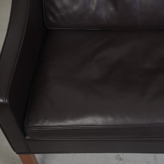Børge Mogensen 2208 2.personers sofa i mørke brunt læder 1990'erne