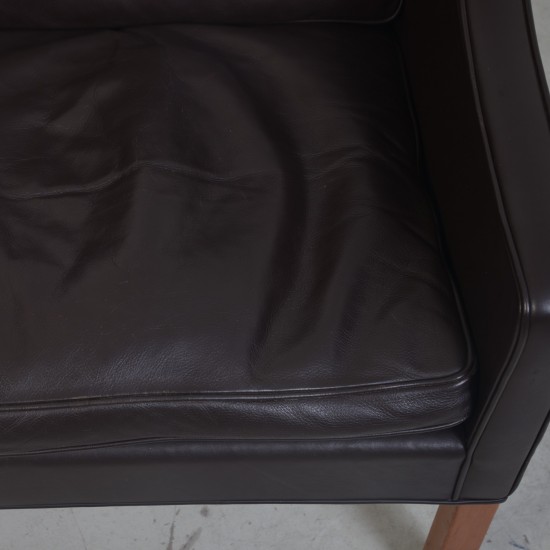 Børge Mogensen 2208 2.personers sofa i mørke brunt læder 1990'erne