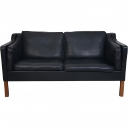 Børge Mogensen 2212 2.personers sofa i sort læder 1980'erne