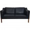 Børge Mogensen 2212 2.personers sofa i sort læder 1980'erne