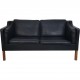 Børge Mogensen 2212 2.personers sofa i sort læder 1980'erne
