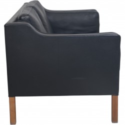 Børge Mogensen 2212 2.personers sofa i sort læder 1980'erne