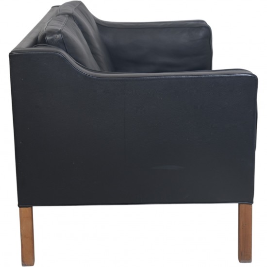 Børge Mogensen 2212 2.personers sofa i sort læder 1980'erne