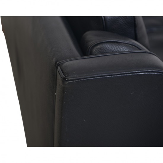 Børge Mogensen 2212 2.personers sofa i sort læder 1980'erne