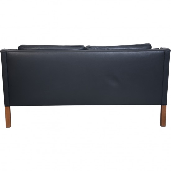 Børge Mogensen 2212 2.personers sofa i sort læder 1980'erne