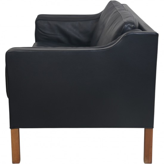 Børge Mogensen 2212 2.personers sofa i sort læder 1980'erne